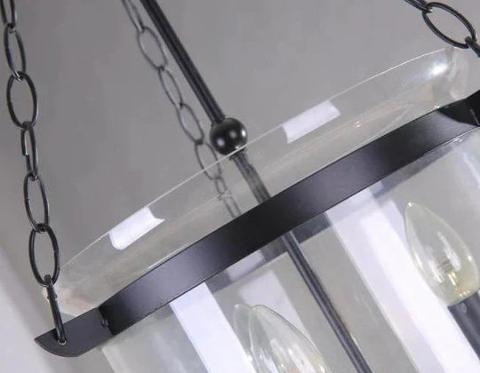 Round American Country Glass Chandelier Candle Lamp Bucket Pendant