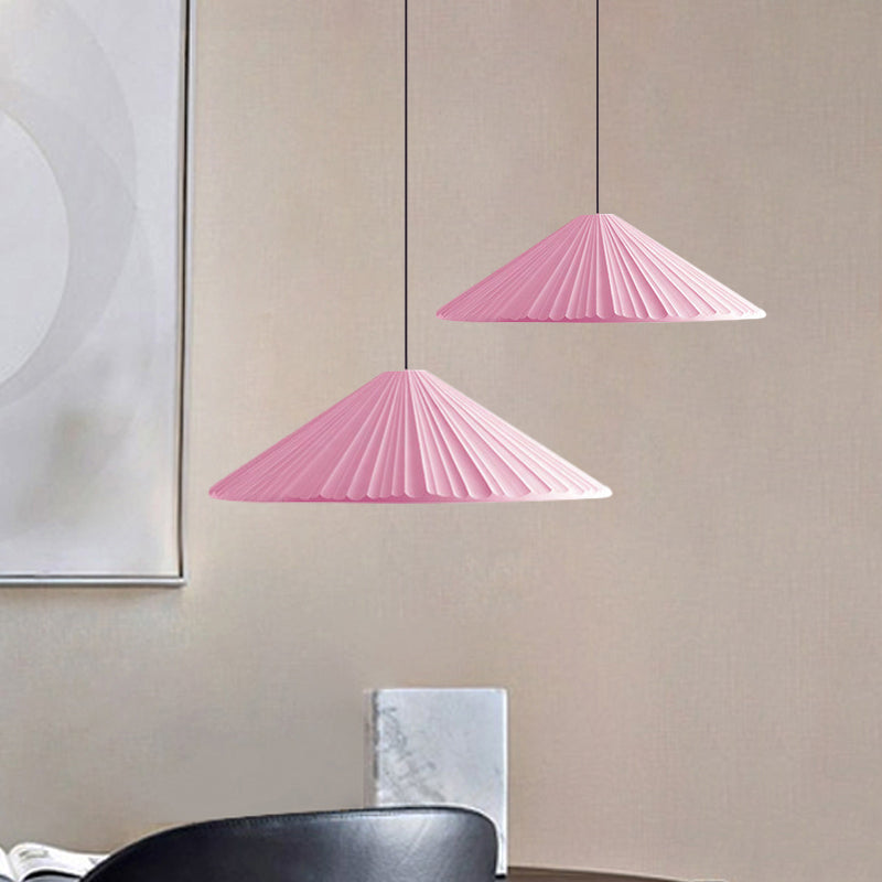 Federica - Nordic White/Pink/Blue Ribbed Cone Pendant Light Style 1 Living Room Hanging Lamp