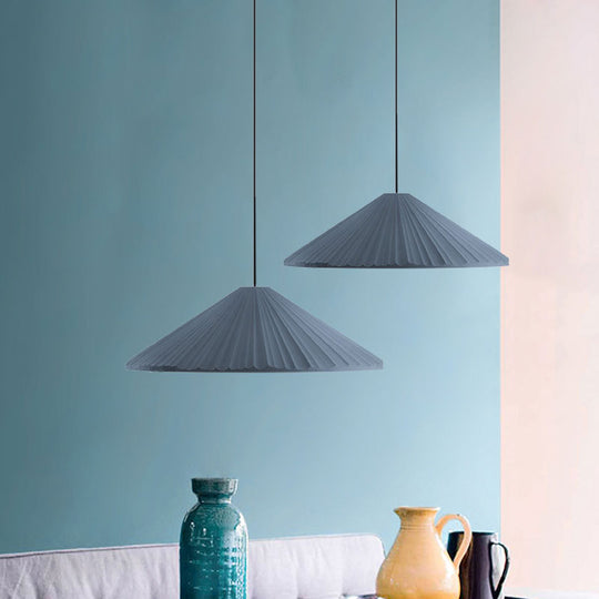 Federica - Nordic White/Pink/Blue Ribbed Cone Pendant Light Style 1 Living Room Hanging Lamp