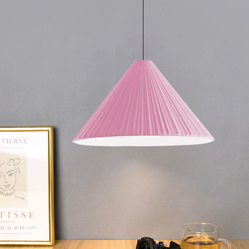 Federica - Nordic White/Pink/Blue Ribbed Cone Pendant Light Style 1 Living Room Hanging Lamp