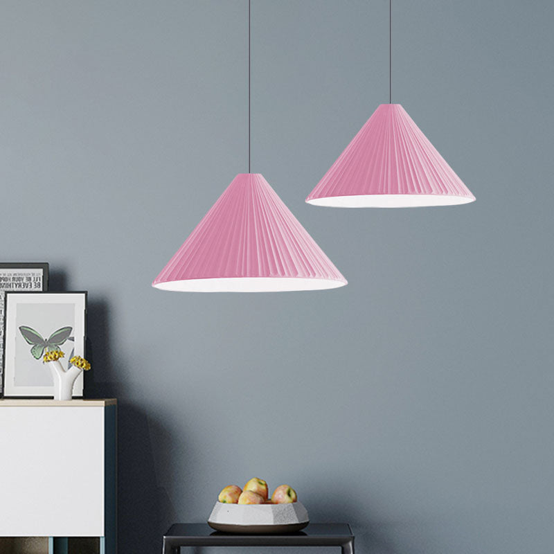 Federica - Nordic White/Pink/Blue Ribbed Cone Pendant Light Style 1 Living Room Hanging Lamp