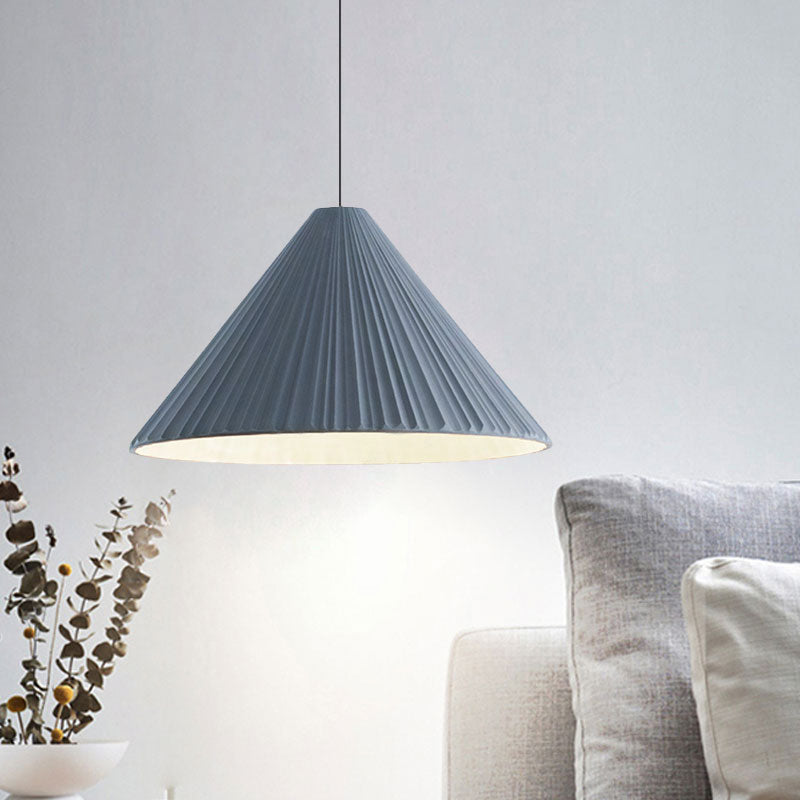Federica - Nordic White/Pink/Blue Ribbed Cone Pendant Light Style 1 Living Room Hanging Lamp