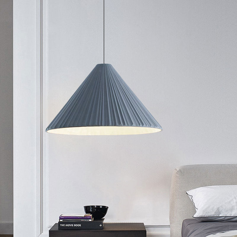 Federica - Nordic White/Pink/Blue Ribbed Cone Pendant Light Style 1 Living Room Hanging Lamp