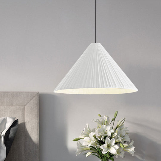 Federica - Nordic White/Pink/Blue Ribbed Cone Pendant Light Style 1 Living Room Hanging Lamp