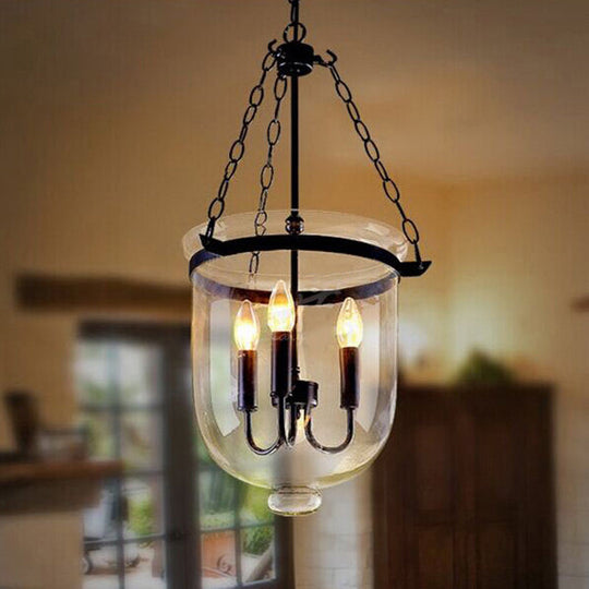 Birdun - Industrial 3 - Light Suspension Chandelier With Clear Glass Urn Shade