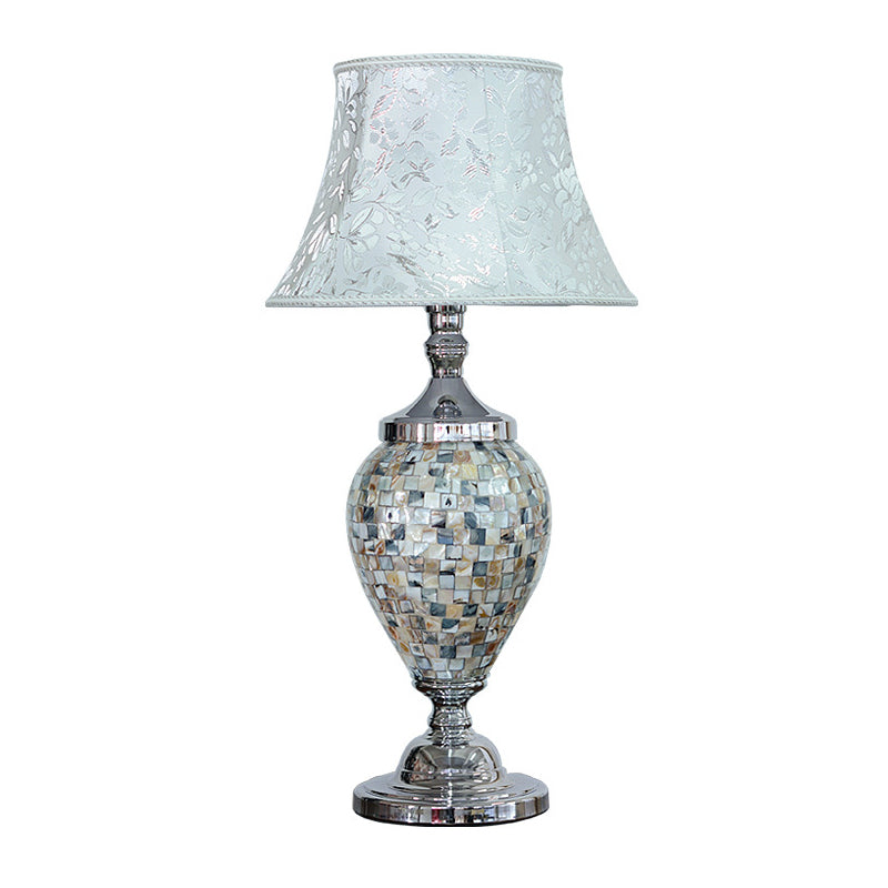 Rachele - Traditional Light - Blue Flared Table Lamp With Oval Shell Base: 1 - Light