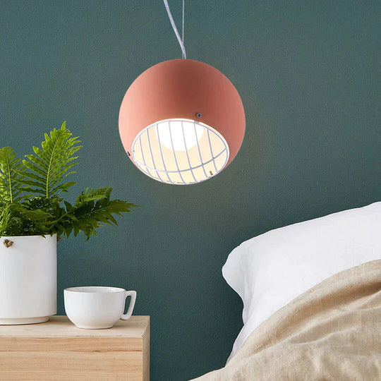 Bedroom Bedside Lamp Simple Dining Room Bar Creative Bay Window Chandelier Single Head Metal Round