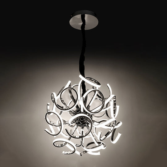Contemporary Acrylic Globe 12/18/24 - Light Gold/Silver Hanging Ceiling Chandelier Pendant Light In