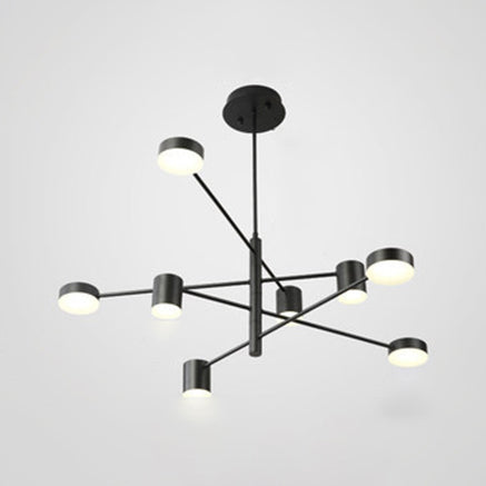 Simple Style Black/White Metal Multi - Tier Asymmetrical 2/4/6/8 - Head Pendant Light In