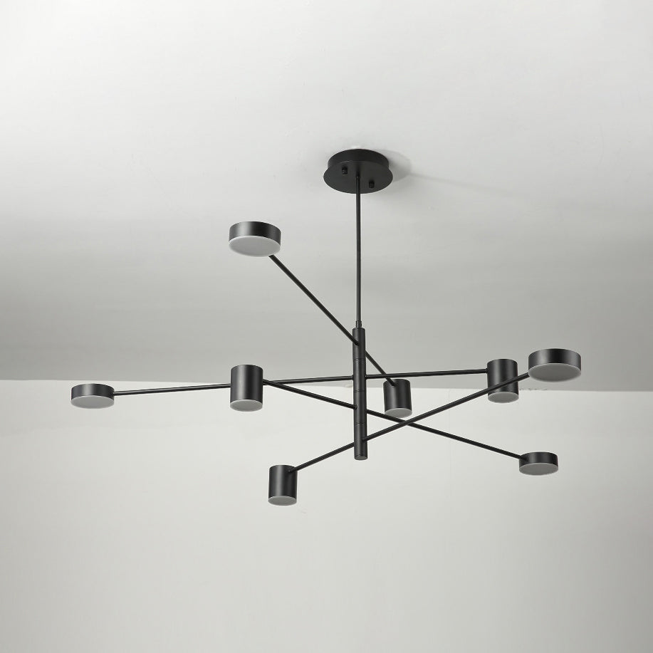 Simple Style Black/White Metal Multi - Tier Asymmetrical 2/4/6/8 - Head Pendant Light In