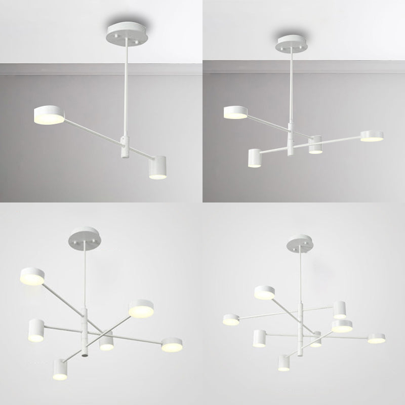 Simple Style Black/White Metal Multi - Tier Asymmetrical 2/4/6/8 - Head Pendant Light In