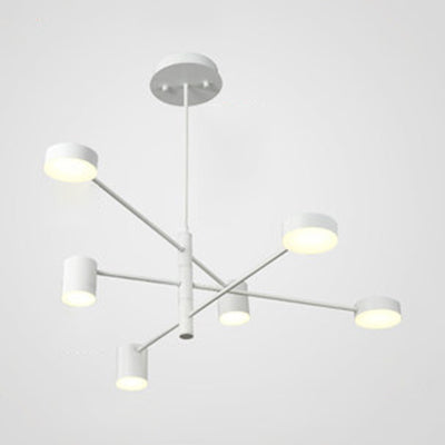 Simple Style Black/White Metal Multi - Tier Asymmetrical 2/4/6/8 - Head Pendant Light In