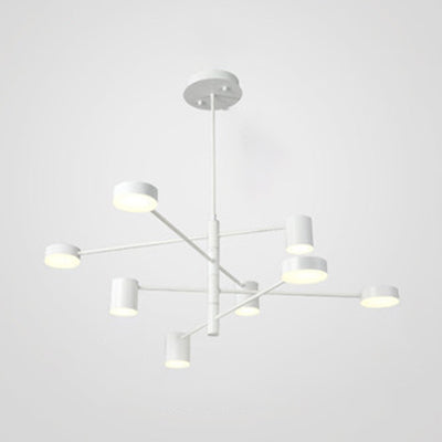 Simple Style Black/White Metal Multi - Tier Asymmetrical 2/4/6/8 - Head Pendant Light In