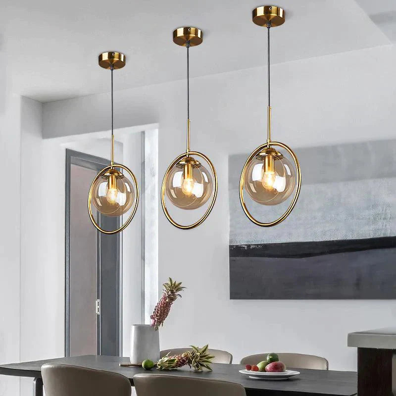 Nordic Gold Iron Chandelier Creative Post Modern Simple Bedroom Bedside Bar Coffee Restaurant Glass
