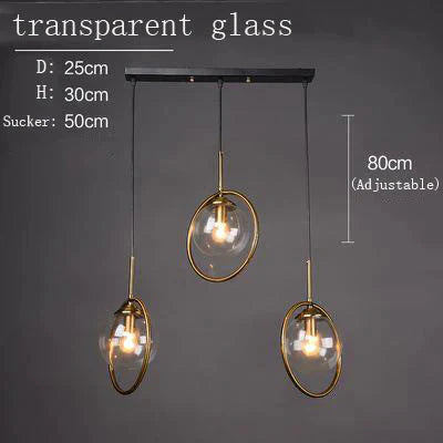 Nordic Gold Iron Chandelier Creative Post Modern Simple Bedroom Bedside Bar Coffee Restaurant Glass