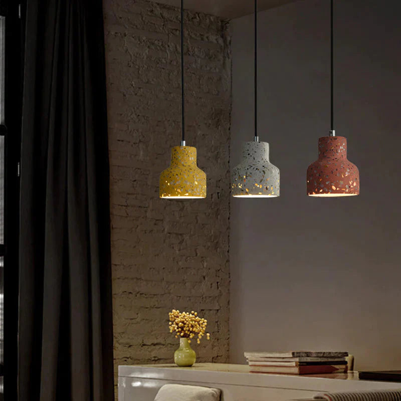 Semi - Transparent Cement Chandelier Creative Personality Bedside Dining Room Terrazzo Color Led