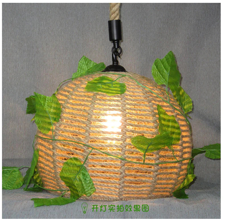 Simple Music Restaurant Decorative Lamps Single Head Hemp Rope Bar Clothing Store Plant Flower Shop