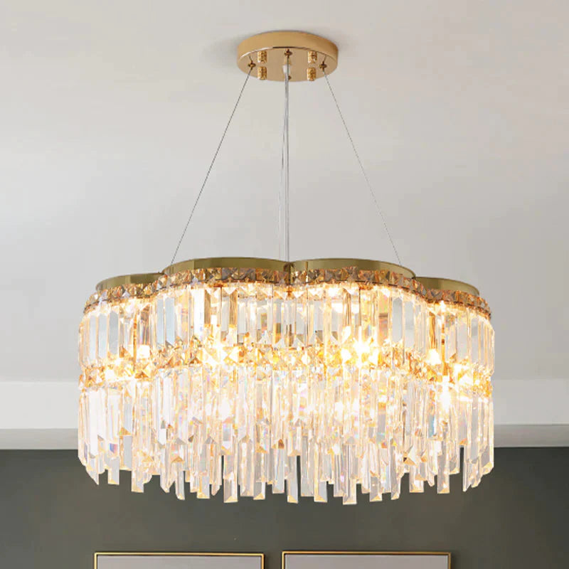 Floral Drum Chandelier Postmodern Gold Modern