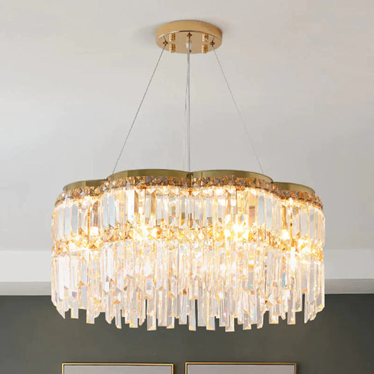 Floral Drum Chandelier Postmodern Gold Modern