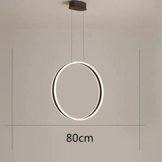 Round Personality Led Nordic Restaurant Chandelier 80Cm/60W / White Light Pendant