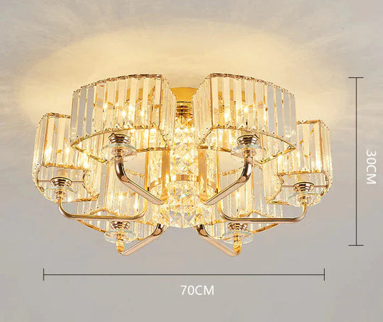 Simple Luxury Atmosphere High End Crystal Ceiling Lamp Gold / 6 Heads White Light