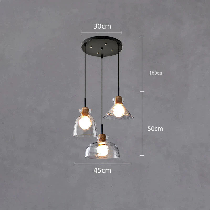 Designer’s Lamp Log Glass Small Chandelier Minimalist Dining Room Bar Staircase Porch Bedside 3