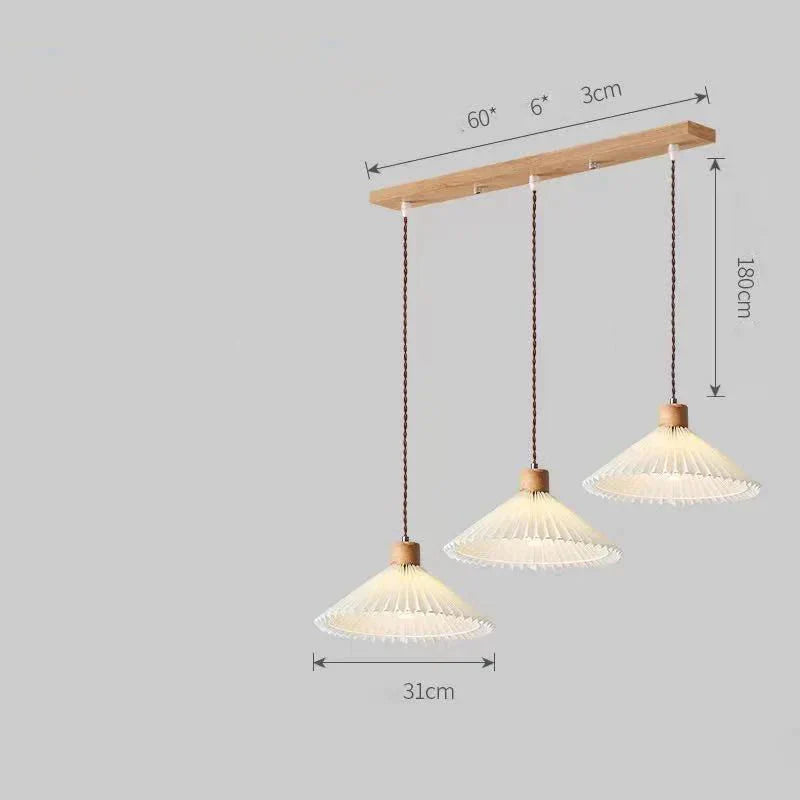 Nordic Pleated Bedside Chandelier Solid Wood Household Bedroom Dining Room B&amp;B Minimalist Creative