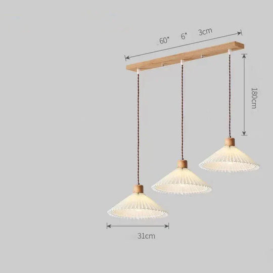 Nordic Pleated Bedside Chandelier Solid Wood Household Bedroom Dining Room B&amp;B Minimalist Creative