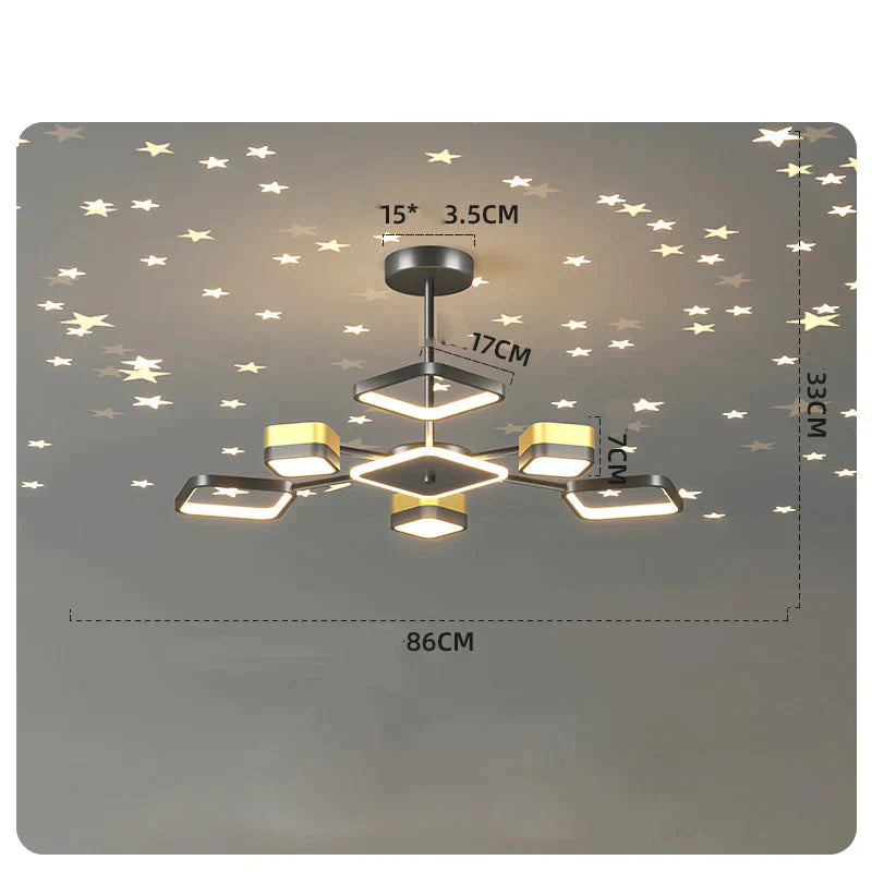 Atmosphere Light Luxury Living Room Lamp Wrought Iron Starry Sky Dining Creative Personality In The