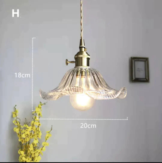 Brass Glass Bell Bedside Chandelier Nordic Simple Restaurant Bar Porch Balcony Lamp H Pendant