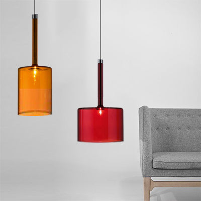 Sofia - Modernist 1 - Light Grey/Red/Orange Led Pendant Light Fixture