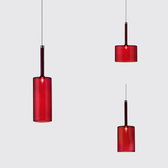 Sofia - Modernist 1 - Light Grey/Red/Orange Led Pendant Light Fixture