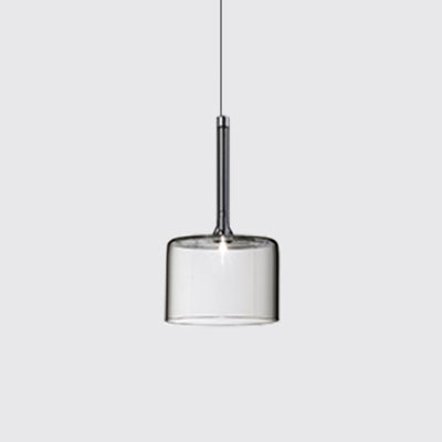 Sofia - Modernist 1 - Light Grey/Red/Orange Led Pendant Light Fixture Clear / Drum