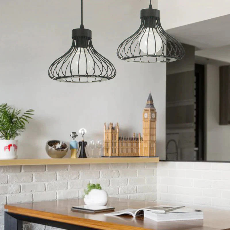 Retro Iron Chandelier Restaurant Bar Creative Black Wire Pendant