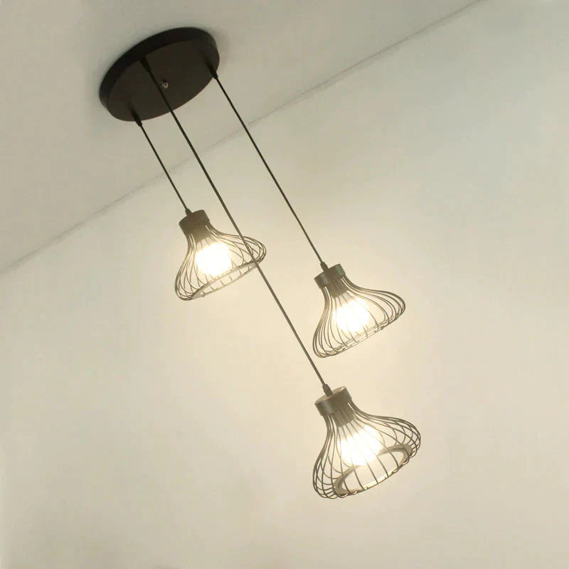 Retro Iron Chandelier Restaurant Bar Creative Black Wire Pendant