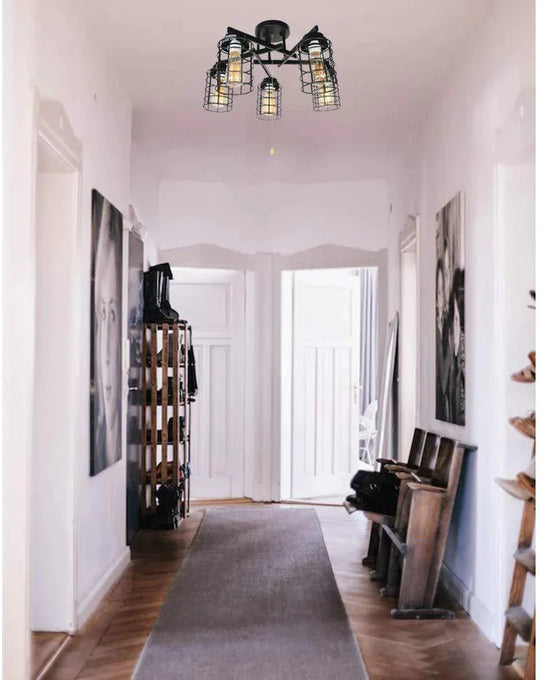 American Retro Industrial Restaurant Living Room Bedroom Study Wrought Iron Ceiling Lamp