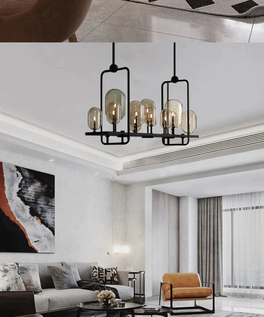 American Retro Wrought Iron Chandelier Rectangle Pendant