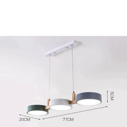 Three Head Restaurant Lamp Modern Simple Makaron Color Bar Bedroom Cafe Chandelier Combination / 3