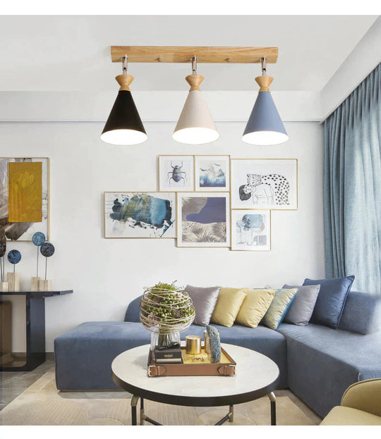 Nordic Creative Restaurant Three - Head Strip Ceiling Lamp Tricolor / Without Bulb