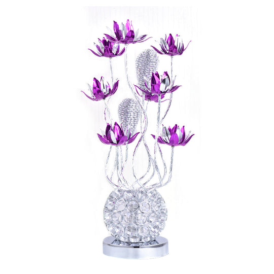 Pollux - Led Ball Table Lamp Red/Purple Aluminum Floral Nightstand Lighting