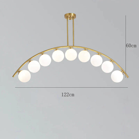 Nordic Restaurant Long Copper Chandelier Bar Minimalist Creative Personalized Glass Lamp Net Red