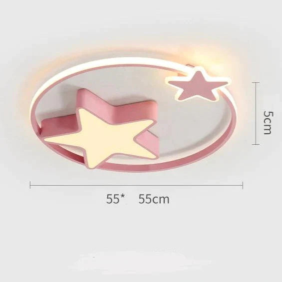 Children’s Room Lamp Bedroom Simple Modern Ceiling Nordic Cartoon Creative Star Moon C / Warm