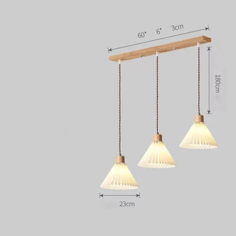 Nordic Pleated Bedside Chandelier Solid Wood Household Bedroom Dining Room B&amp;B Minimalist Creative