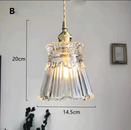 Brass Glass Bell Bedside Chandelier Nordic Simple Restaurant Bar Porch Balcony Lamp B Pendant