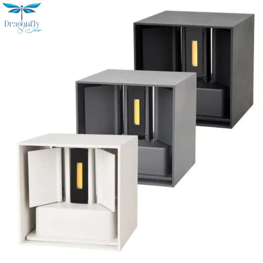 12W Dimmable Cob Modern Brief Cube Adjustable Surface Mounted Led Wall Lamp Outdoor Waterproof
