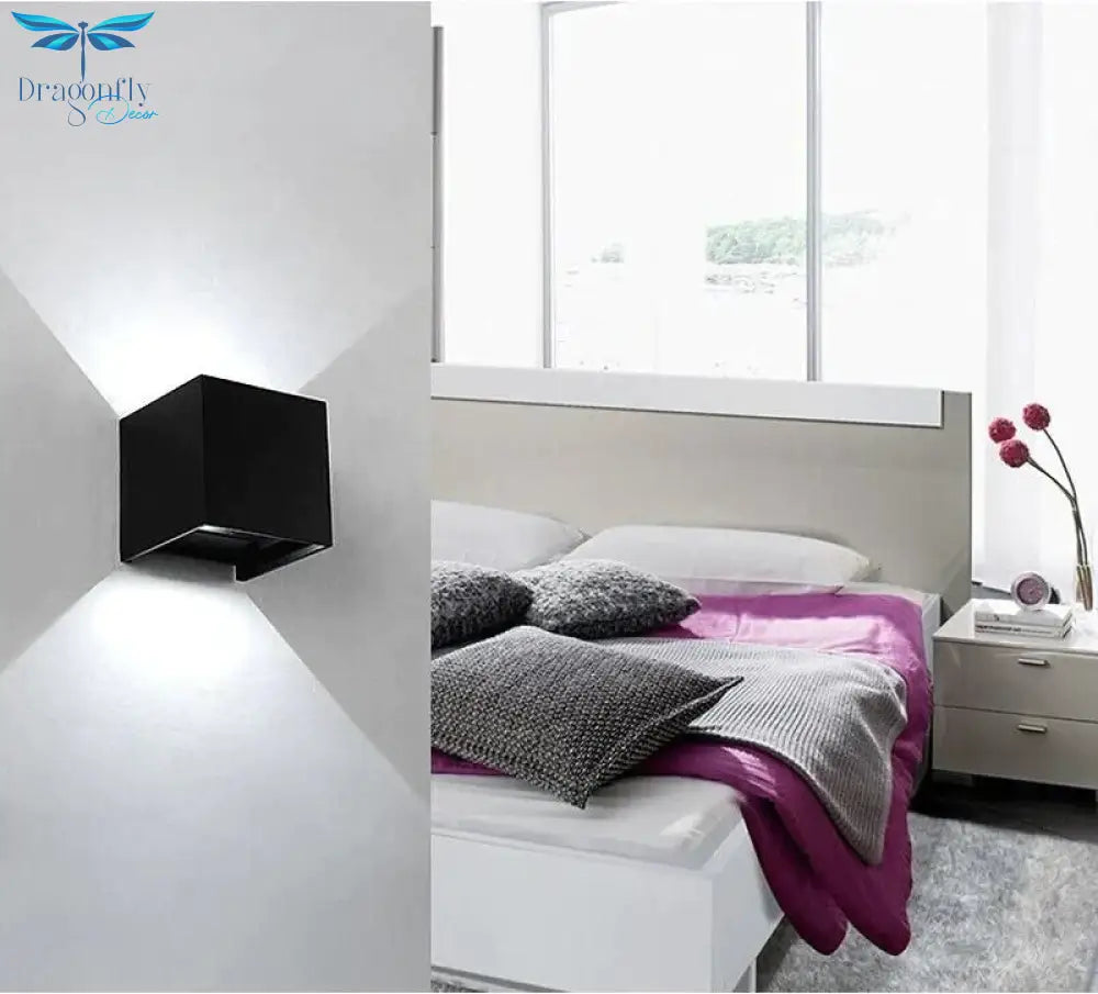 12W Dimmable Cob Modern Brief Cube Adjustable Surface Mounted Led Wall Lamp Outdoor Waterproof