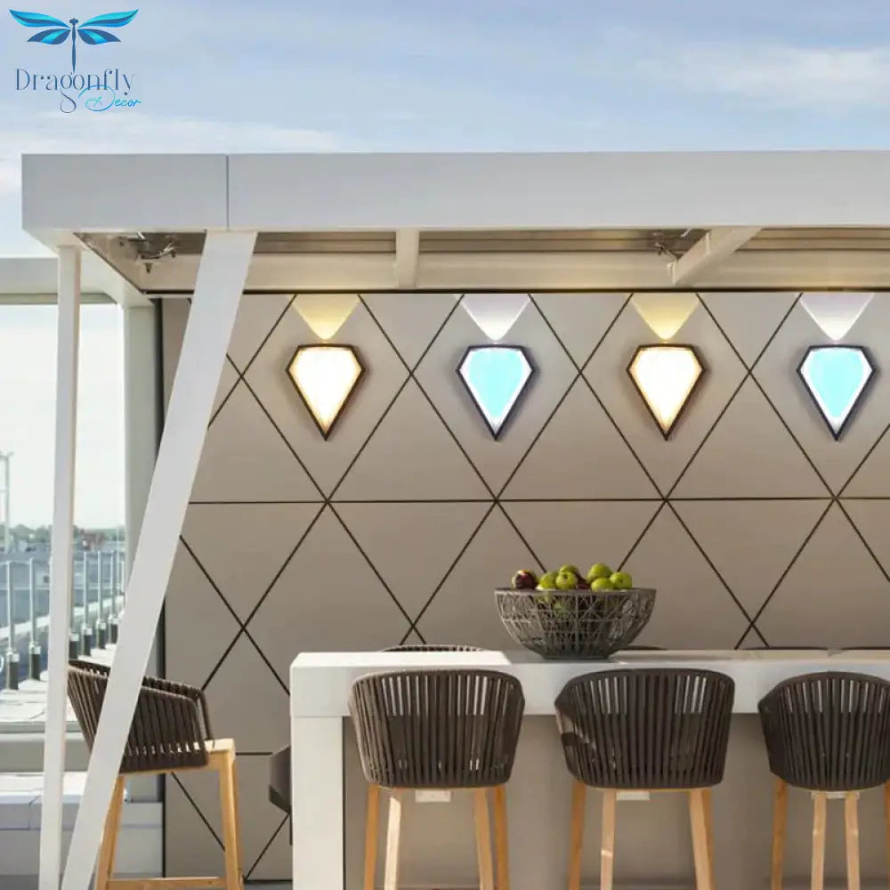 12W Outdoor Waterproof Ip65 Diamond Led Wall Light Porch Garden Lamps &amp; Indoor Bedroom Living Room