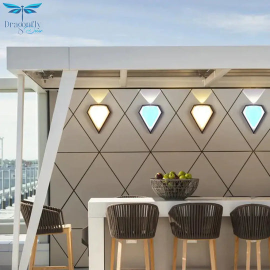 12W Outdoor Waterproof Ip65 Diamond Led Wall Light Porch Garden Lamps &amp; Indoor Bedroom Living Room