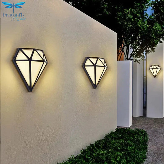 12W Outdoor Waterproof Ip65 Diamond Led Wall Light Porch Garden Lamps &amp; Indoor Bedroom Living Room