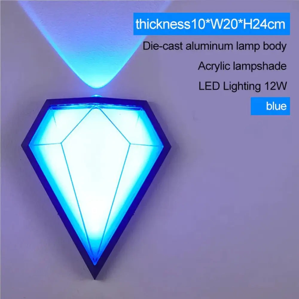 12W Outdoor Waterproof Ip65 Diamond Led Wall Light Porch Garden Lamps &amp; Indoor Bedroom Living Room